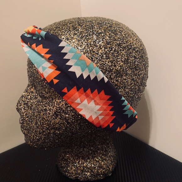Colorful Aztec Print Turban Style Head Band - Picture 4 of 7